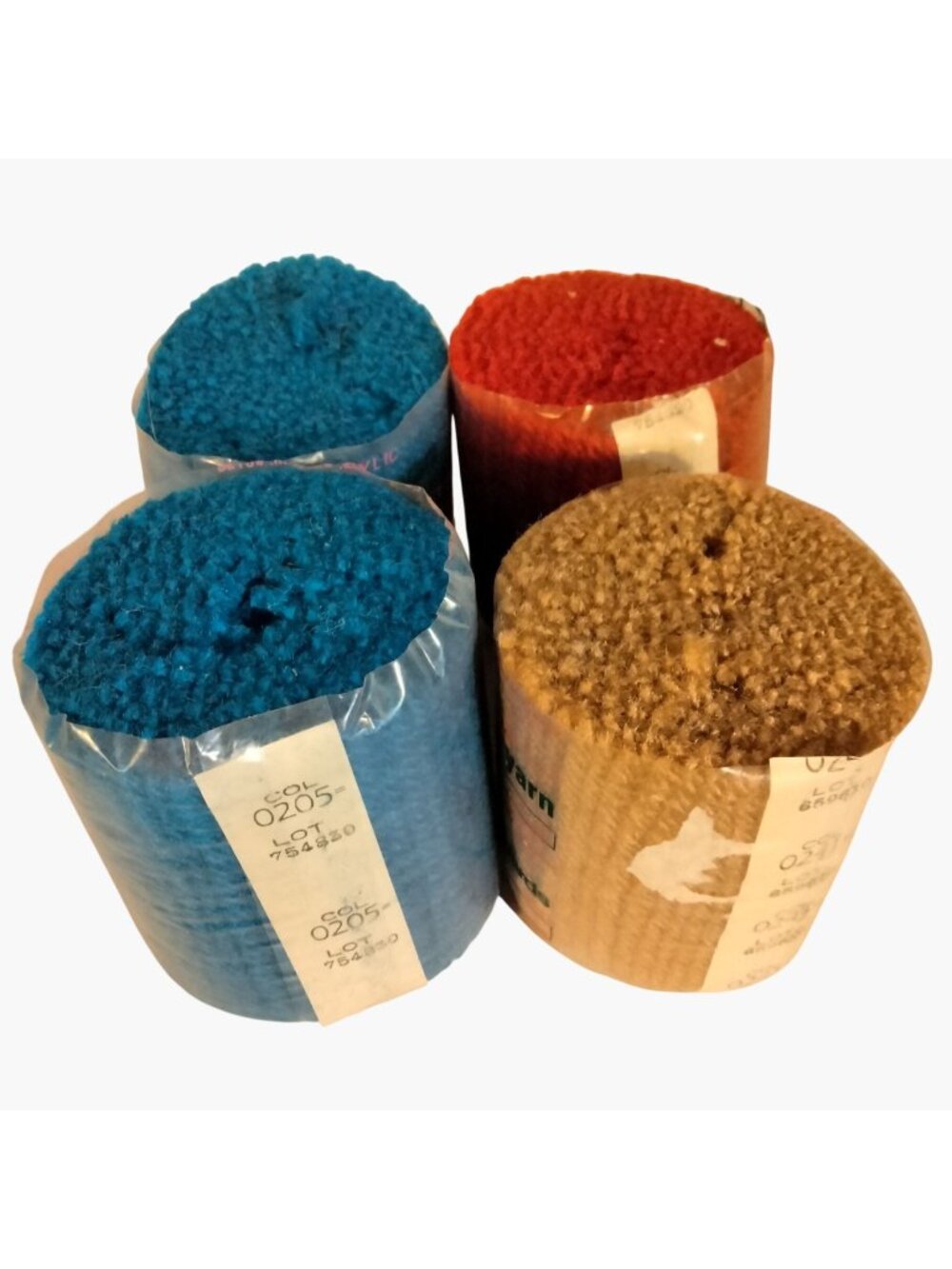 Leewards Pre Cut Rug Yarn Red Blue Tan Acrylic Hook Latch France Lot 4